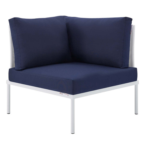 Harmony Sunbrella® Outdoor Patio All Mesh Corner Chair EEI-4539-WHI-NAV