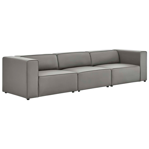 Mingle Vegan Leather 3-Piece Sectional Sofa EEI-4789-GRY