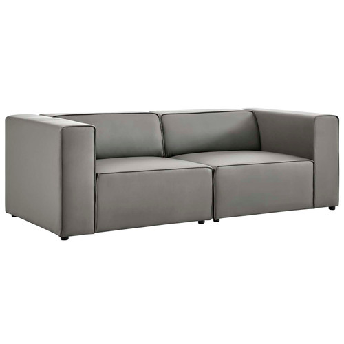 Mingle Vegan Leather 2-Piece Sectional Sofa Loveseat EEI-4788-GRY