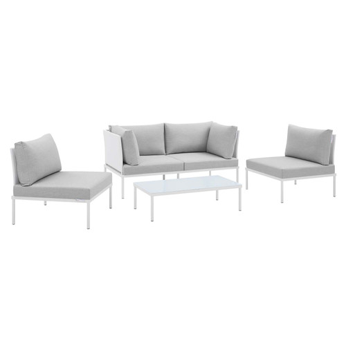 Harmony 4-Piece  Sunbrella® Outdoor Patio Aluminum Seating Set EEI-4690-WHI-GRY-SET