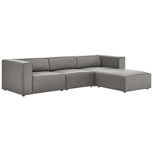 Mingle Vegan Leather Sofa and Ottoman Set EEI-4790-GRY