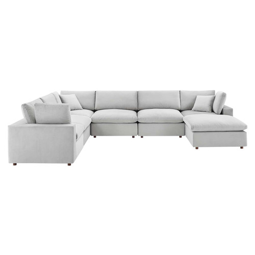 Commix Down Filled Overstuffed Performance Velvet 7-Piece Sectional Sofa EEI-4825-LGR