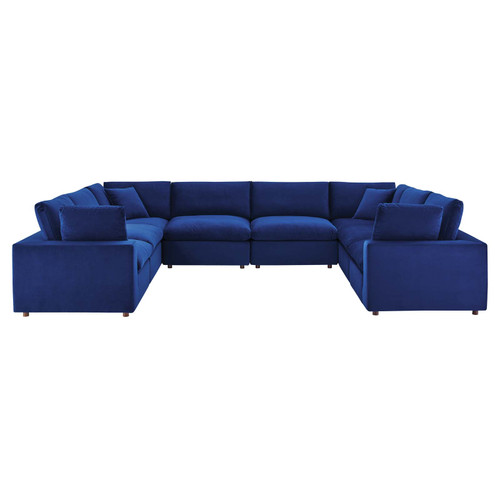 Commix Down Filled Overstuffed Performance Velvet 	8-Piece Sectional Sofa EEI-4826-NAV