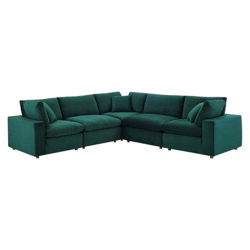 Commix Down Filled Overstuffed Performance Velvet 5-Piece Sectional Sofa EEI-4823-GRN