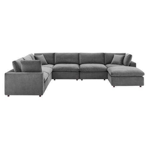 Commix Down Filled Overstuffed Performance Velvet 7-Piece Sectional Sofa EEI-4825-GRY