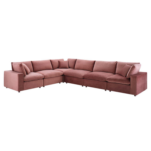 Commix Down Filled Overstuffed Performance Velvet 6-Piece Sectional Sofa EEI-4824-DUS