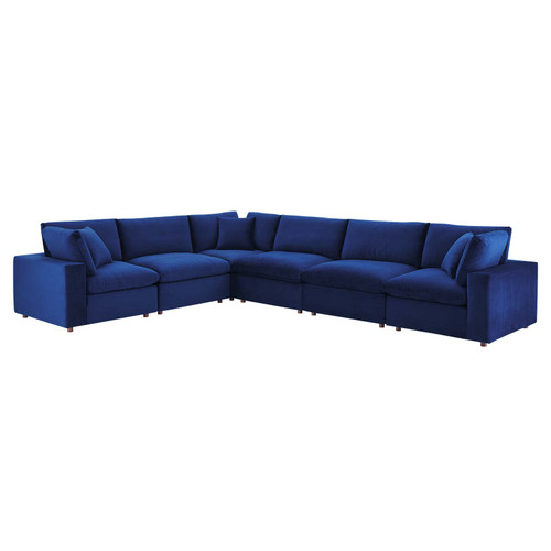 Commix Down Filled Overstuffed Performance Velvet 6-Piece Sectional Sofa EEI-4824-NAV