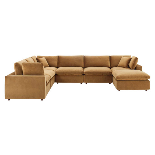 Commix Down Filled Overstuffed Performance Velvet 7-Piece Sectional Sofa EEI-4825-COG