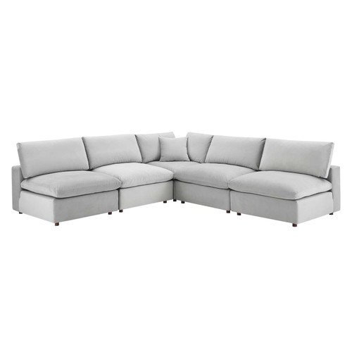 Commix Down Filled Overstuffed Performance Velvet 5-Piece Sectional Sofa EEI-4822-LGR