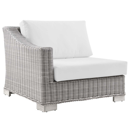 Conway Outdoor Patio Wicker Rattan Left-Arm Chair EEI-4845-LGR-WHI