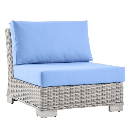 Conway Outdoor Patio Wicker Rattan Armless Chair EEI-4847-LGR-LBU
