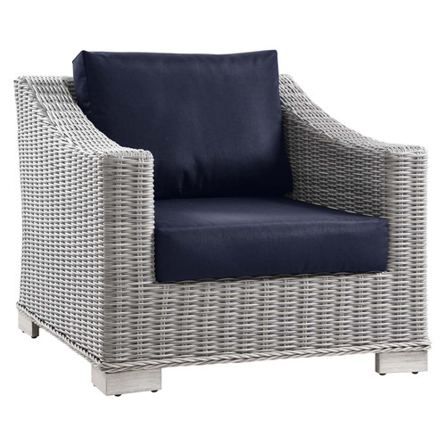 Conway Outdoor Patio Wicker Rattan Armchair EEI-4840-LGR-NAV