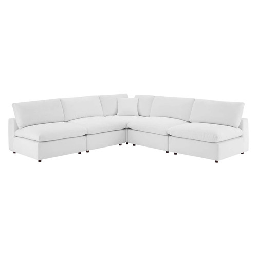 Commix Down Filled Overstuffed Performance Velvet 5-Piece Sectional Sofa EEI-4822-WHI