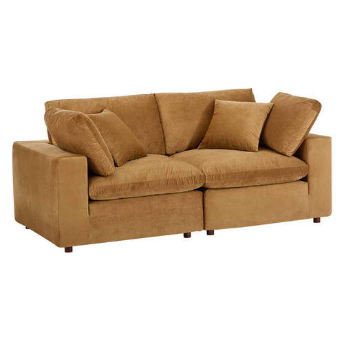 Commix Down Filled Overstuffed Performance Velvet Loveseat EEI-4816-COG