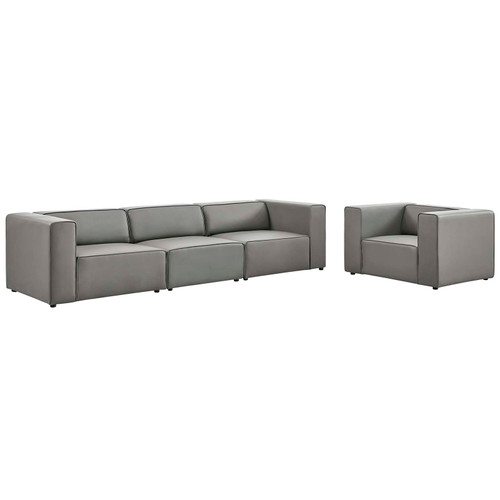 Mingle Vegan Leather Sofa and Armchair Set EEI-4791-GRY