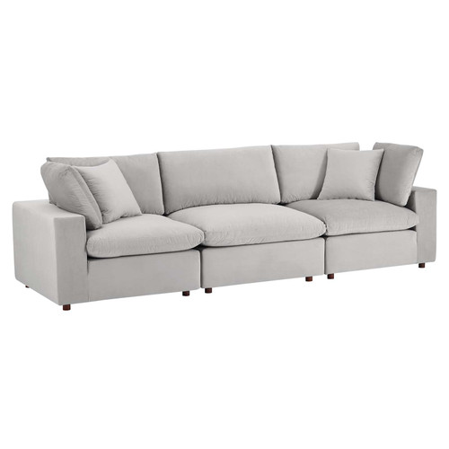 Commix Down Filled Overstuffed Performance Velvet 3-Seater Sofa EEI-4817-LGR