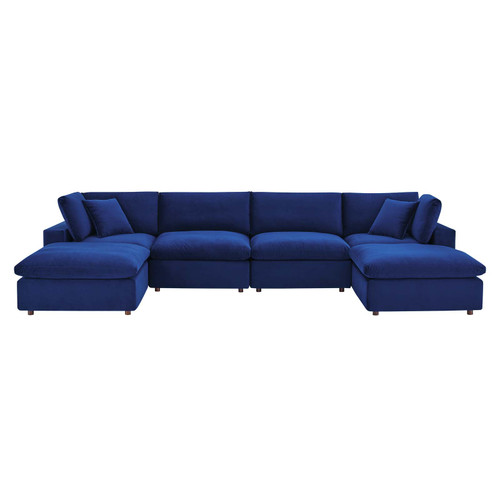 Commix Down Filled Overstuffed Performance Velvet 6-Piece Sectional Sofa EEI-4821-NAV