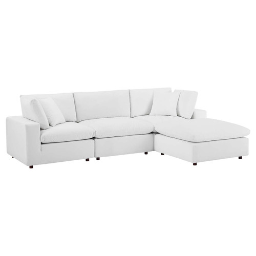 Commix Down Filled Overstuffed Performance Velvet 4-Piece Sectional Sofa EEI-4818-WHI