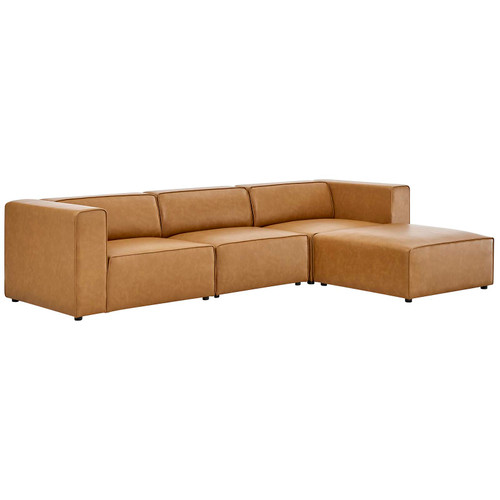 Mingle Vegan Leather Sofa and Ottoman Set EEI-4790-TAN
