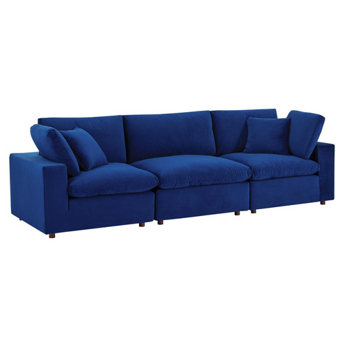 Commix Down Filled Overstuffed Performance Velvet 3-Seater Sofa EEI-4817-NAV