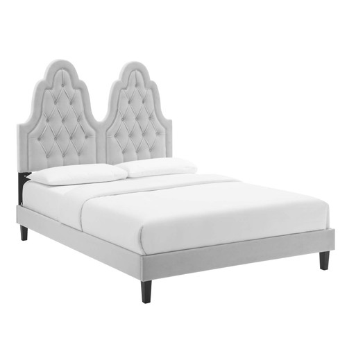 Alexandria Tufted Performance Velvet Full Platform Bed MOD-6936-LGR