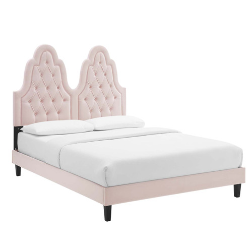 Alexandria Tufted Performance Velvet Full Platform Bed MOD-6936-PNK