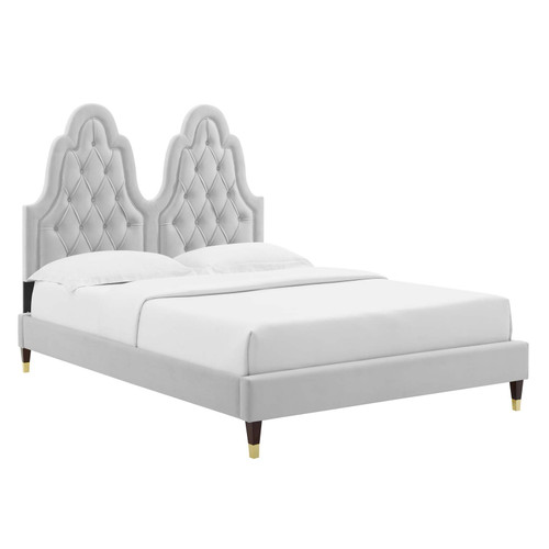 Alexandria Tufted Performance Velvet Twin Platform Bed MOD-6932-LGR