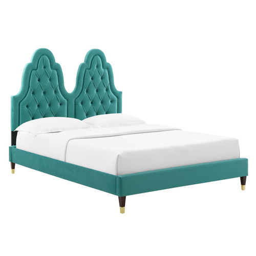 Alexandria Tufted Performance Velvet Twin Platform Bed MOD-6932-TEA