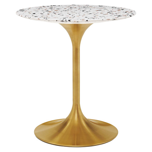 Lippa 28" Round Terrazzo Dining Table EEI-5699-GLD-WHI