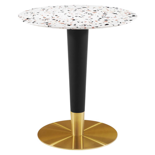 Zinque 28" Round Terrazzo Dining Table EEI-5702-GLD-WHI
