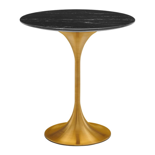 Lippa 20" Round Artificial Marble Side Table EEI-5685-GLD-BLK