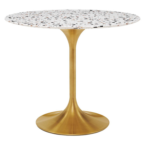 Lippa 36" Round Terrazzo Dining Table EEI-5715-GLD-WHI