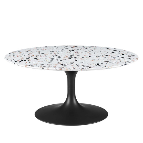 Lippa 36" Round Terrazzo Coffee Table EEI-5721-BLK-WHI