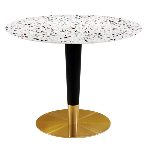 Zinque 40" Round Terrazzo Dining Table EEI-5727-GLD-WHI