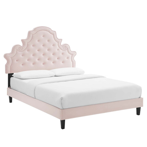 Gwyneth Tufted Performance Velvet Full Platform Bed MOD-6759-PNK