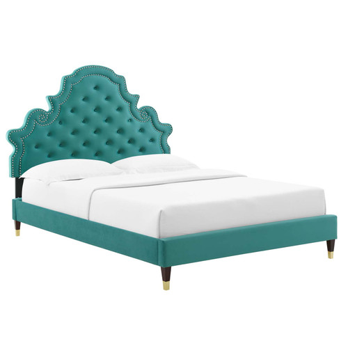 Gwyneth Tufted Performance Velvet Twin Platform Bed MOD-6755-TEA