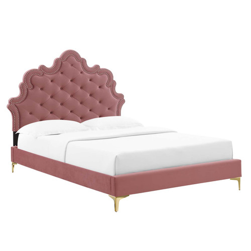 Gwyneth Tufted Performance Velvet Full Platform Bed MOD-6757-DUS