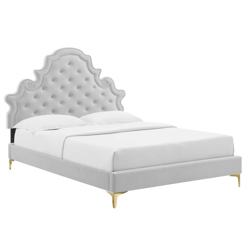 Gwyneth Tufted Performance Velvet Full Platform Bed MOD-6757-LGR