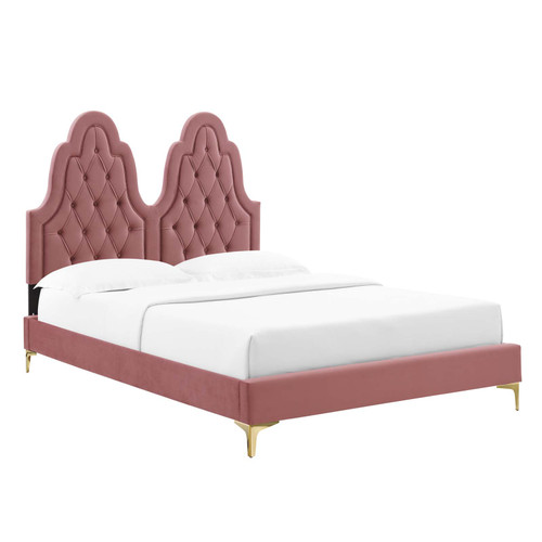 Alexandria Tufted Performance Velvet Queen Platform Bed MOD-6763-DUS