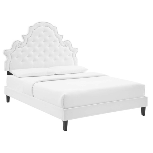 Gwyneth Tufted Performance Velvet Full Platform Bed MOD-6759-WHI