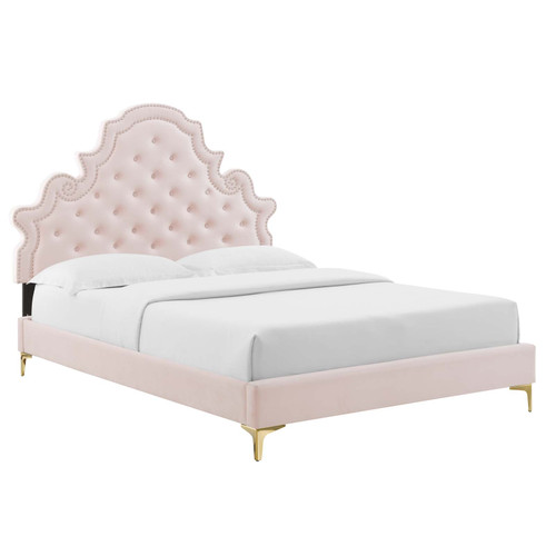 Gwyneth Tufted Performance Velvet King Platform Bed MOD-6760-PNK