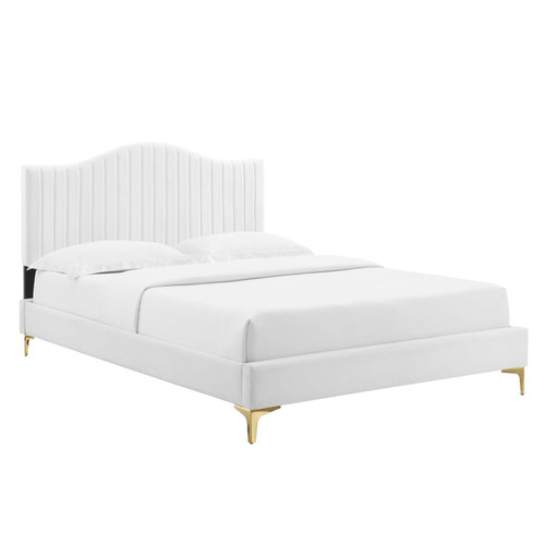 Juniper Channel Tufted Performance Velvet King Platform Bed MOD-6748-WHI