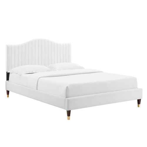 Juniper Channel Tufted Performance Velvet King Platform Bed MOD-6749-WHI