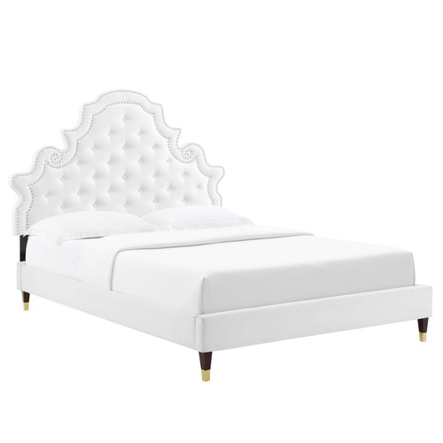 Gwyneth Tufted Performance Velvet Twin Platform Bed MOD-6755-WHI