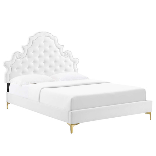 Gwyneth Tufted Performance Velvet Queen Platform Bed MOD-6751-WHI