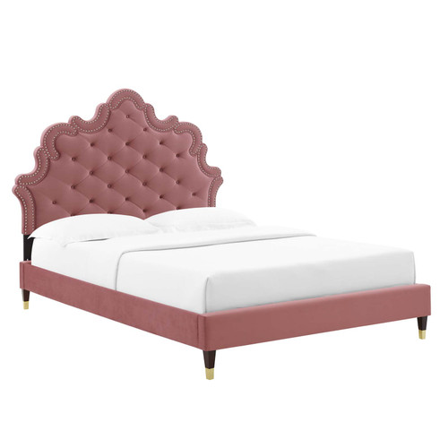 Gwyneth Tufted Performance Velvet Queen Platform Bed MOD-6752-DUS