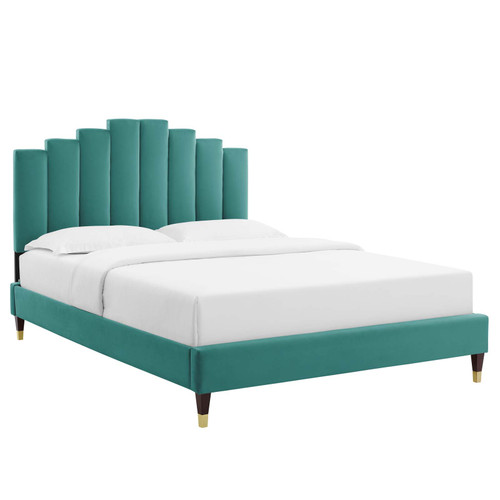 Elise Full Performance Velvet Platform Bed MOD-6874-TEA