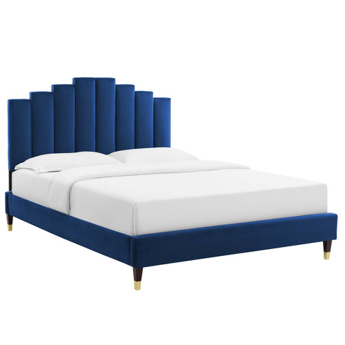 Elise Twin Performance Velvet Platform Bed MOD-6873-NAV