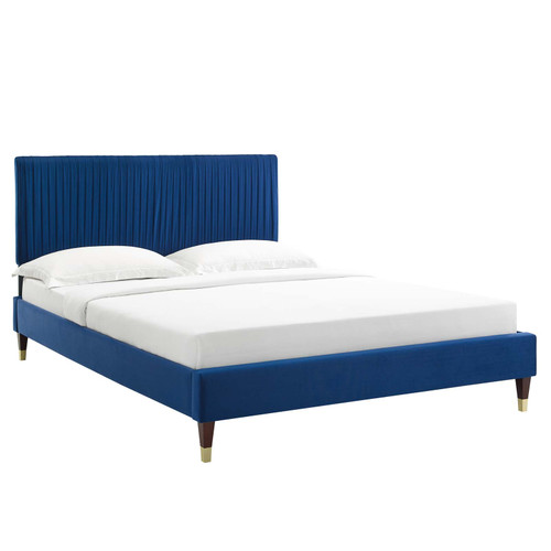 Peyton Performance Velvet King Platform Bed MOD-6872-NAV