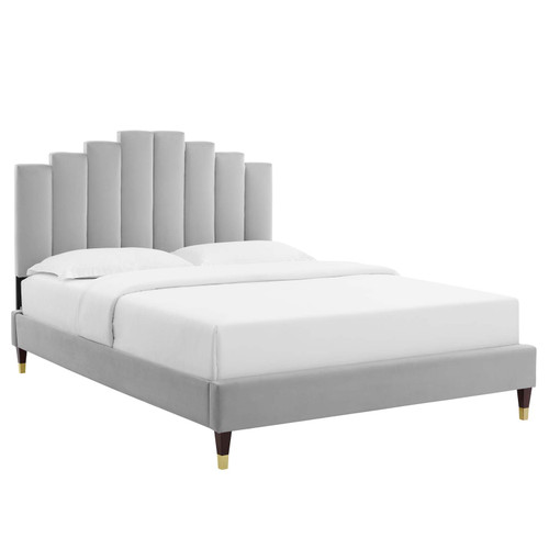 Elise Full Performance Velvet Platform Bed MOD-6874-LGR